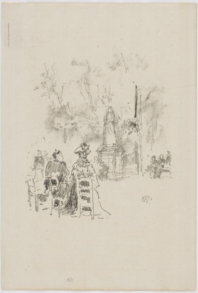 Conversation under the Statue, Luxembourg Gardens by James Abbott McNeill Whistler